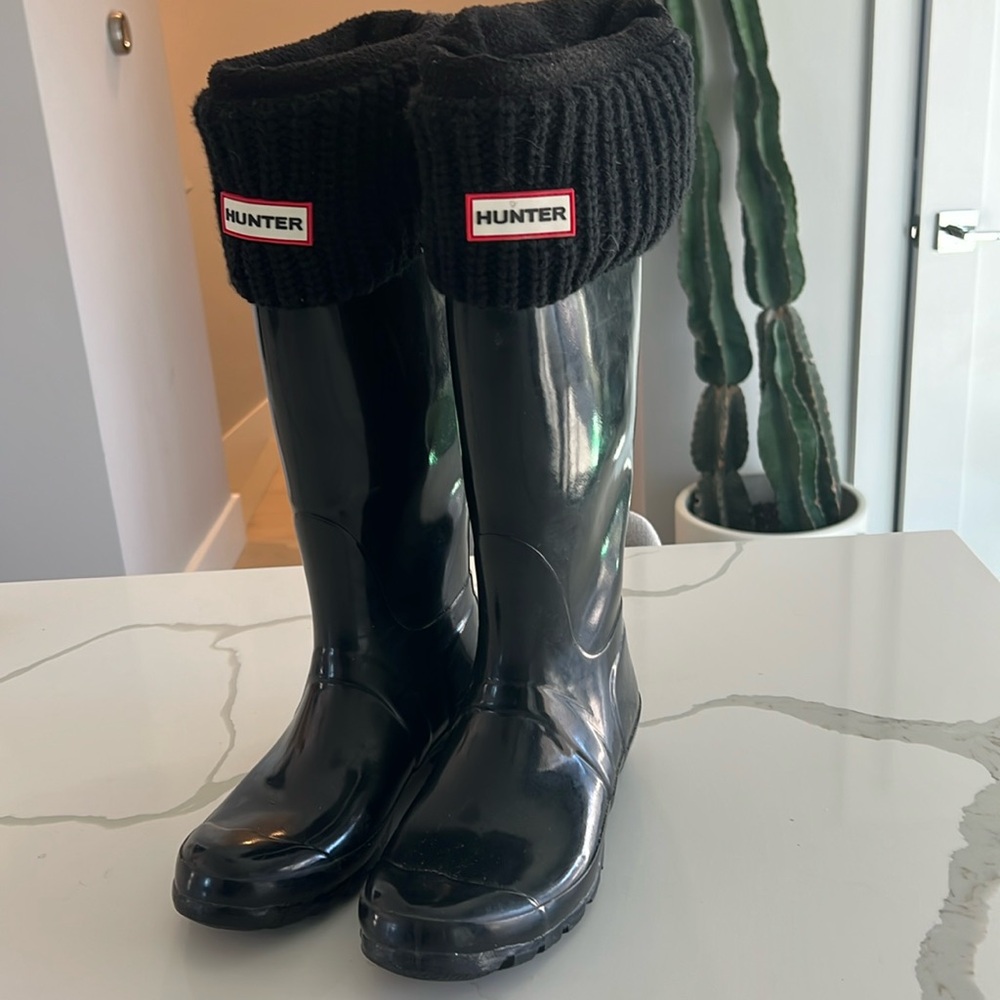 Hunter Boots with knit insert